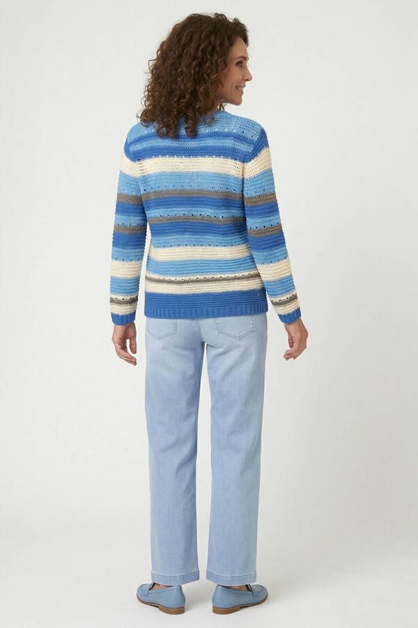 Gardeur gestreepte pullover gebreid blauw - Foto 2