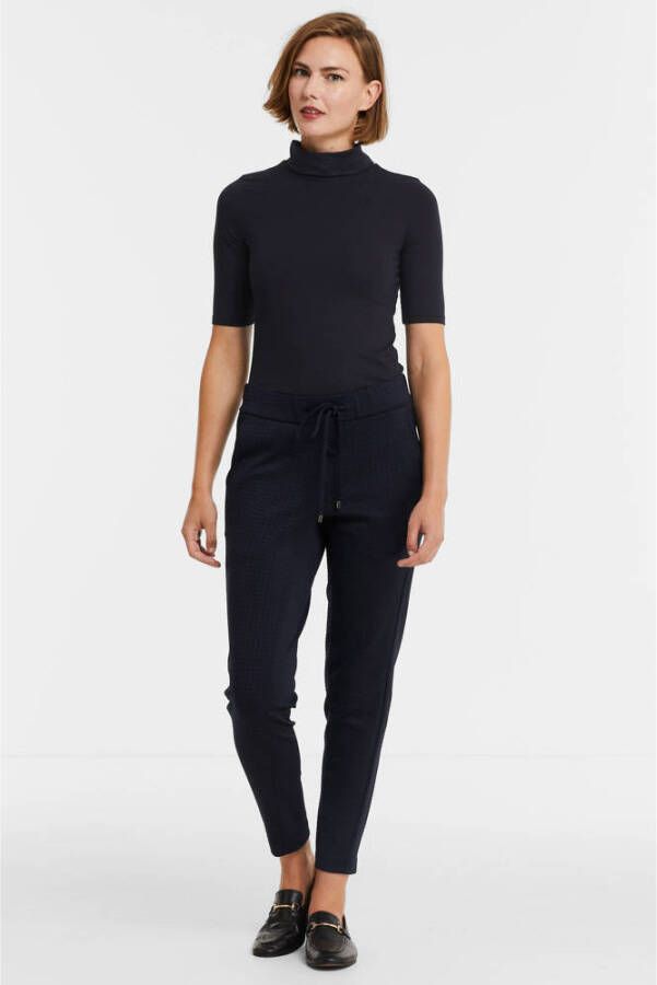 Gardeur loose fit broek Cary747 met jacquard zwart