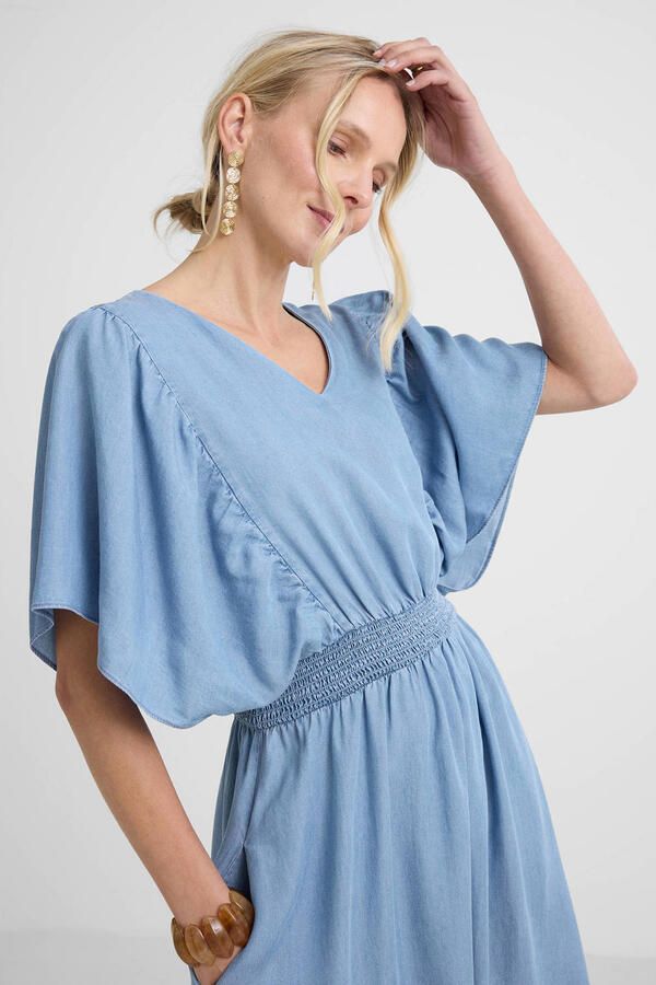 Geisha A-lijn jurk blauw