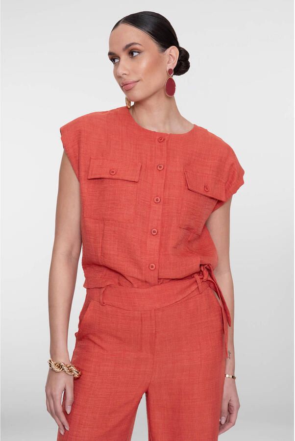 Geisha blouse koraalrood