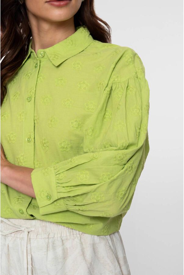 Geisha blouse limegroen broderie - Foto 2