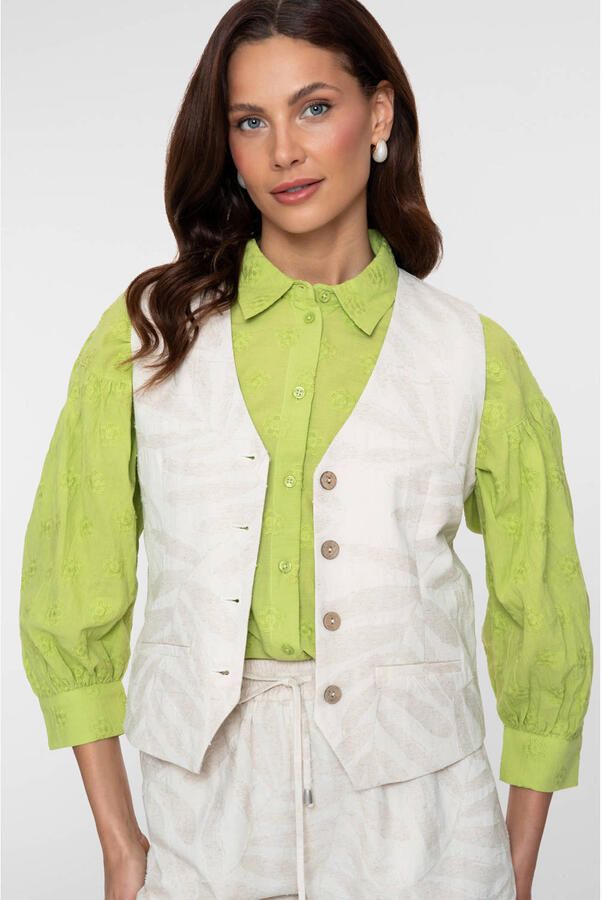 Geisha blouse limegroen broderie - Foto 3