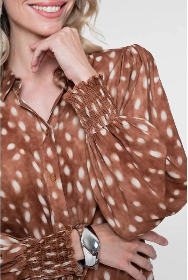 Geisha blouse met dierenprint bruin - Foto 2