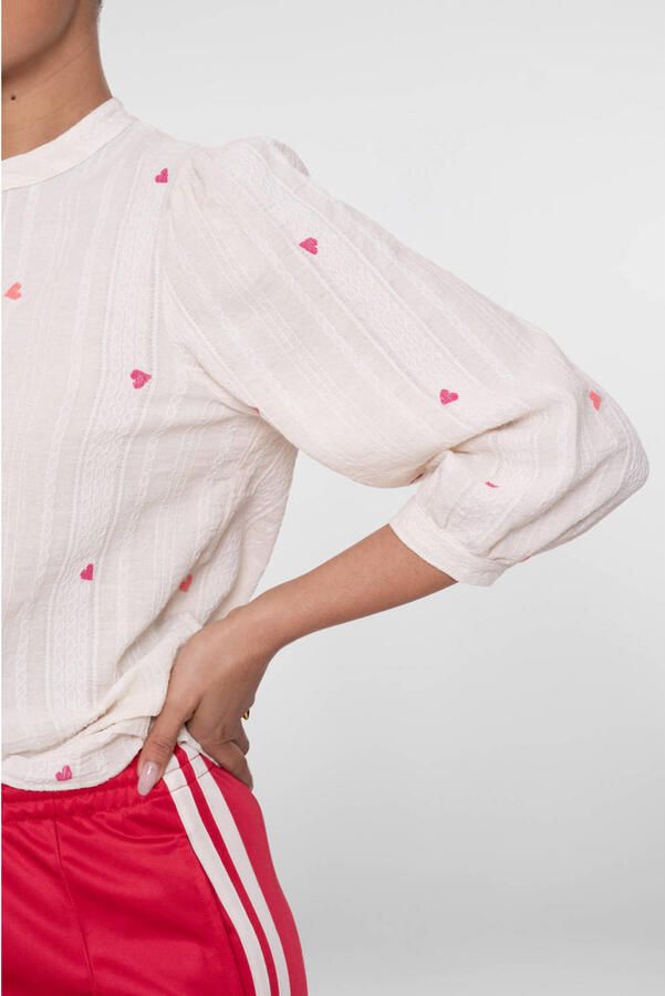 Geisha blouse met hartjes ecru - Foto 2