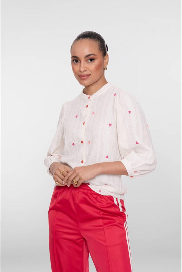 Geisha blouse met hartjes ecru