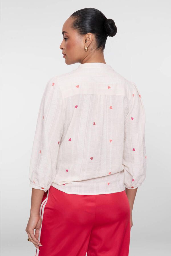 Geisha blouse met hartjes ecru - Foto 3