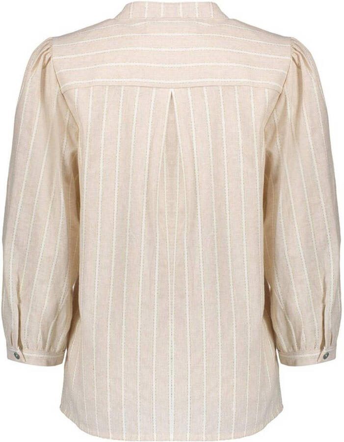 Geisha blouse met krijtstreep beige - Foto 2