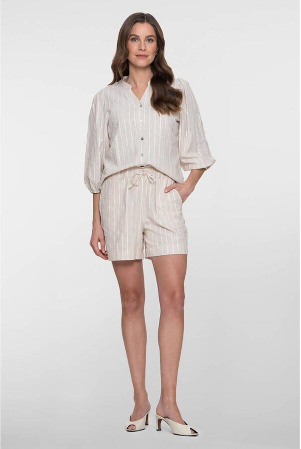 Geisha blouse met krijtstreep beige - Foto 3