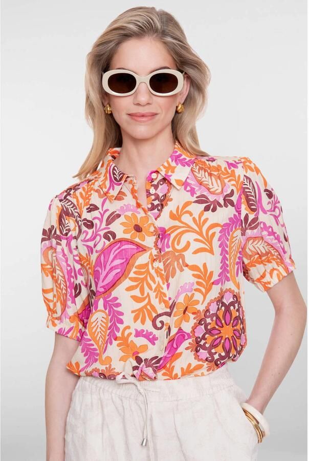 Geisha blouse met paisley print roze