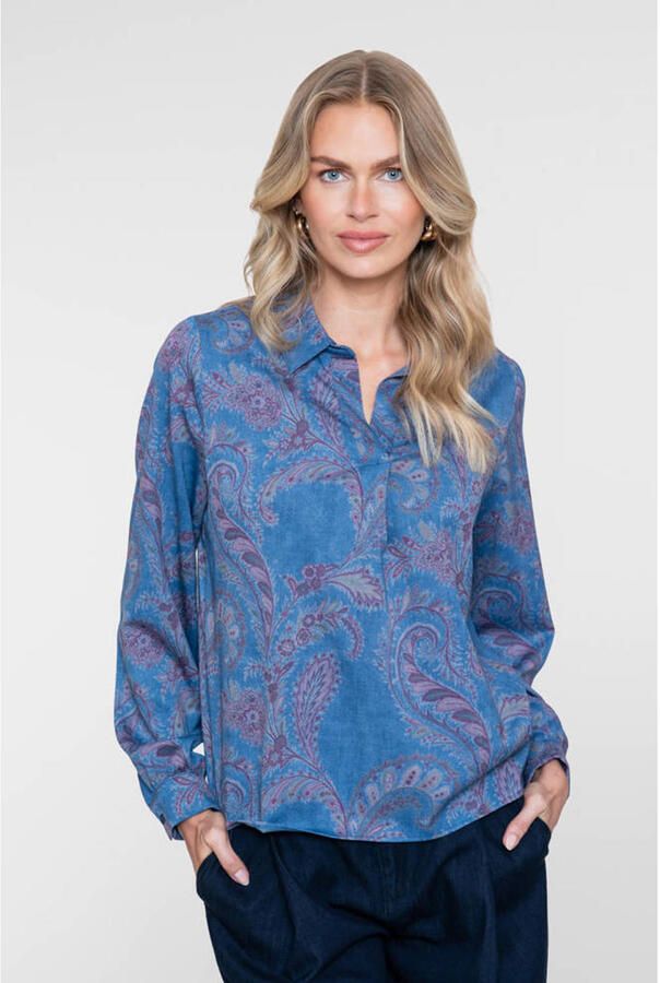 Geisha blouse met print blauw