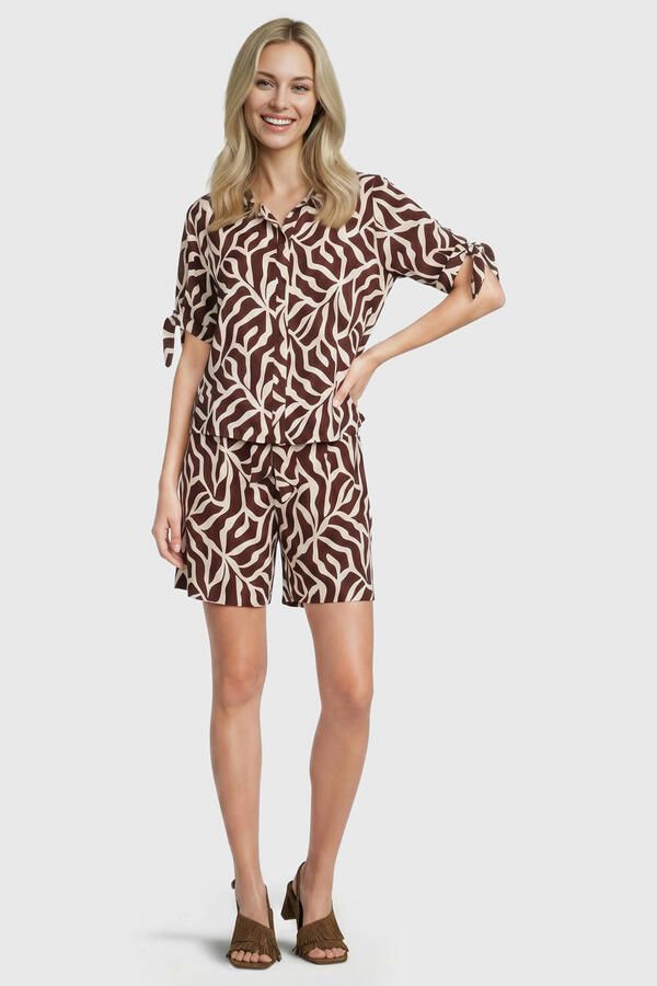 Geisha blouse met print bruin - Foto 2