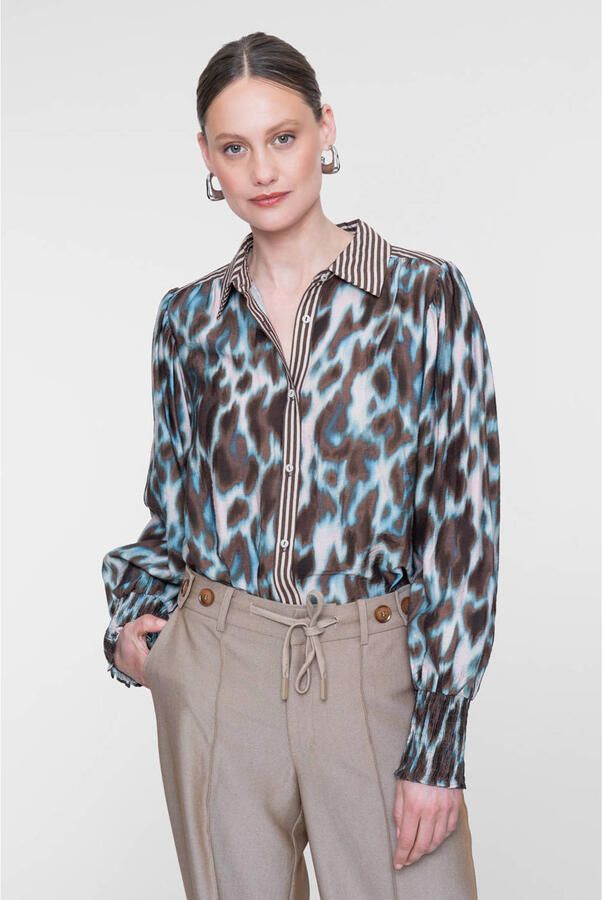 Geisha blouse met print bruin
