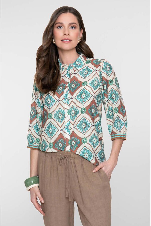 Geisha blouse met print lichtblauw - Foto 3