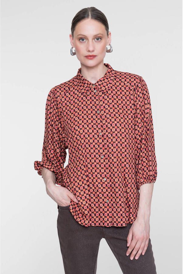 Geisha blouse met print oranje