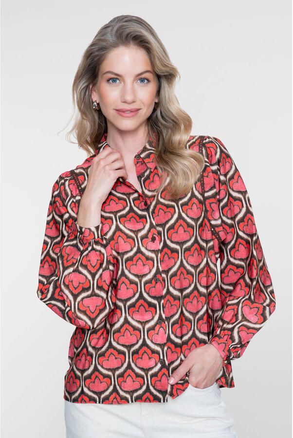 Geisha blouse met print rood