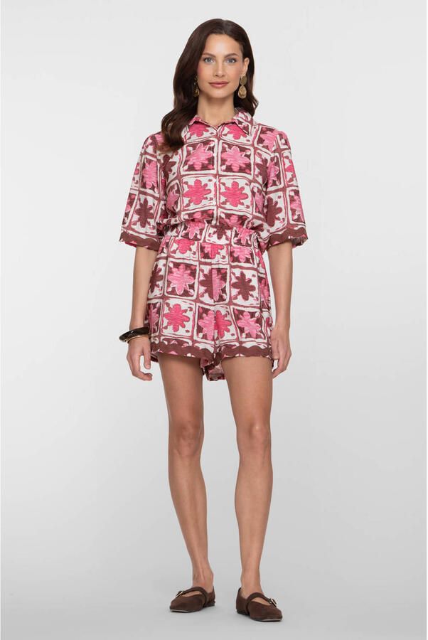 Geisha blouse met print roze - Foto 3