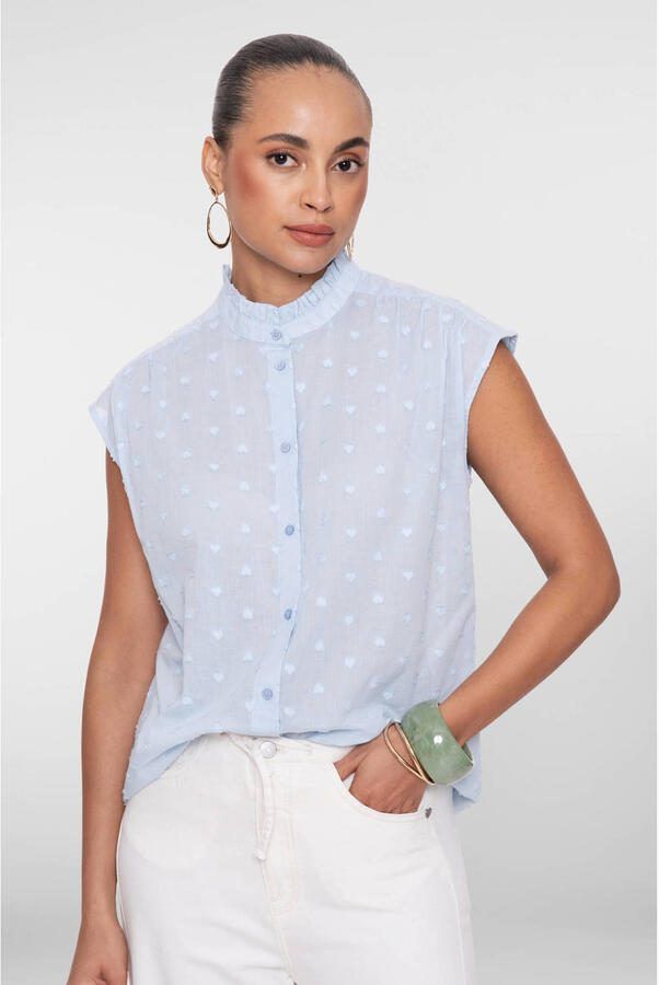 Geisha blouse met textuur blauw