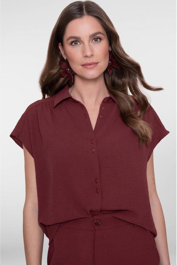 Geisha blouse roodbruin