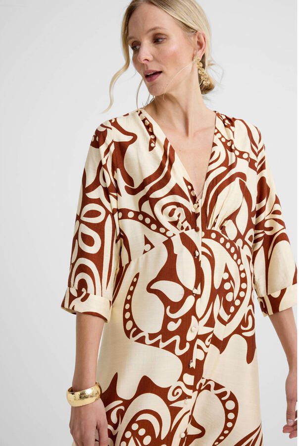 Geisha blousejurk bruin