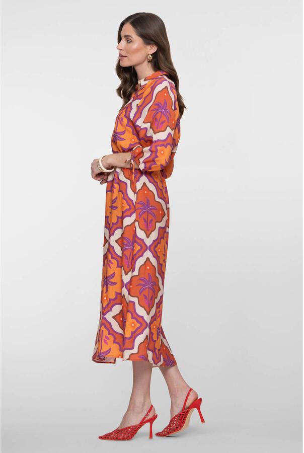 Geisha blousejurk met all over print oranje - Foto 2