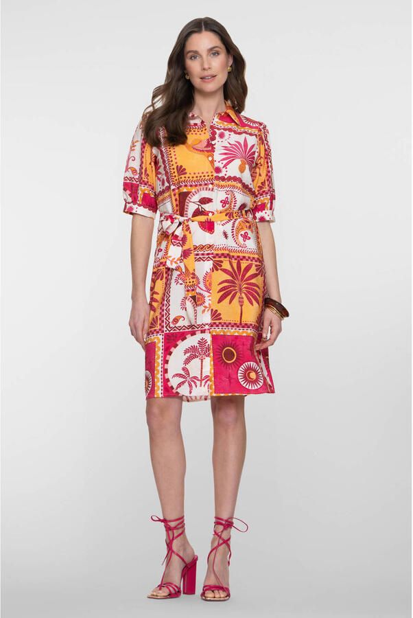 Geisha blousejurk met print roze