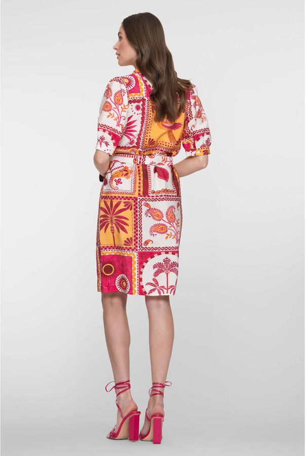 Geisha blousejurk met print roze - Foto 2