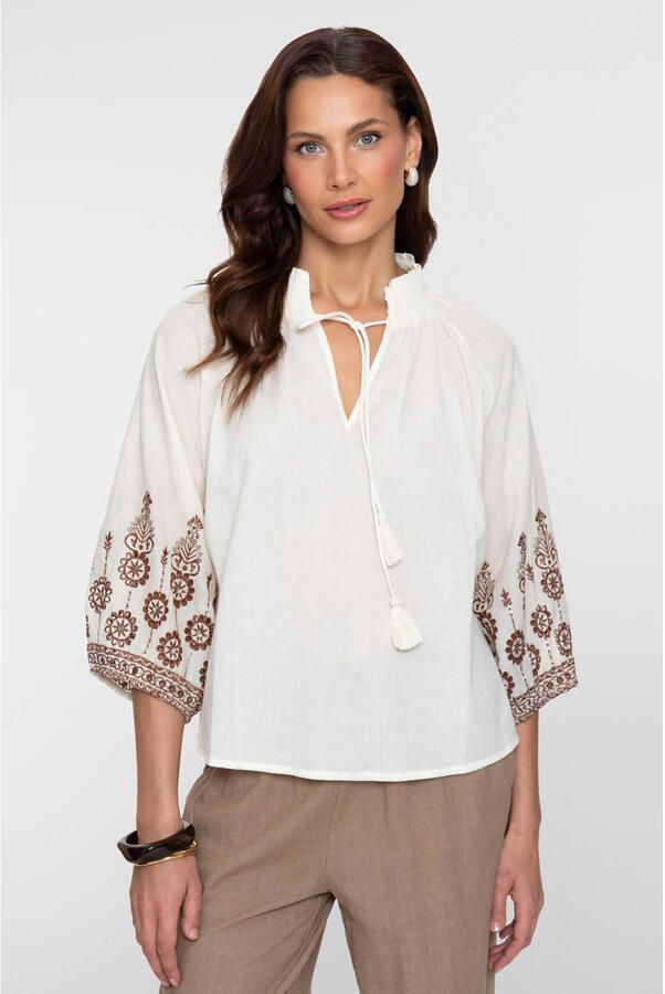 Geisha blousetop broderie ecru