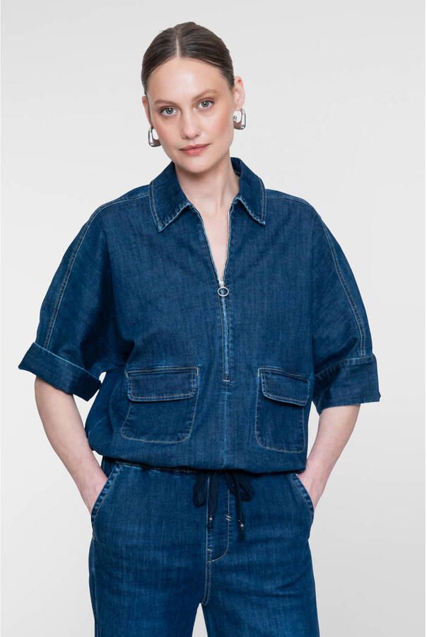 Geisha denim top mediumblauw
