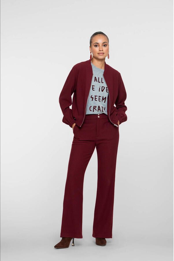Geisha flared high waist flared broek donkerrood