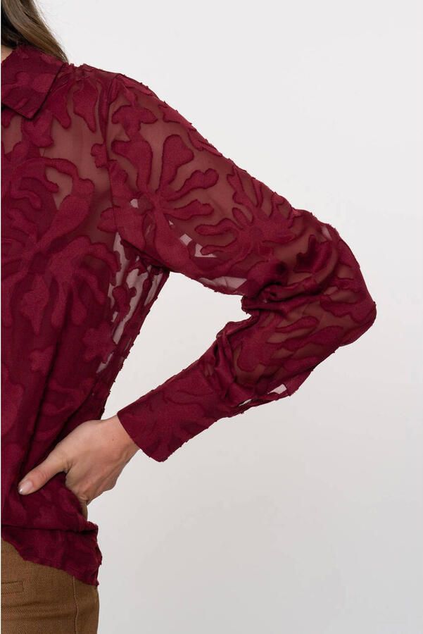 Geisha gebloemde blouse donkerrood - Foto 2