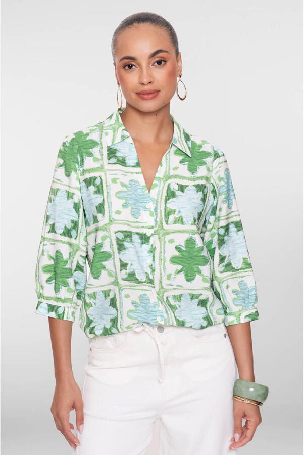 Geisha gebloemde blouse groen