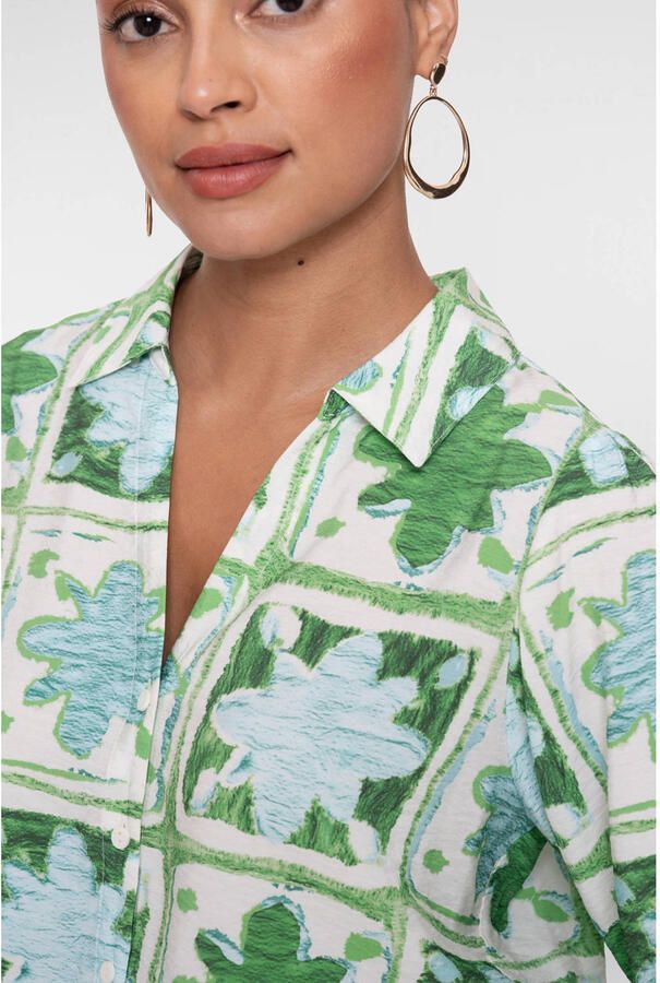 Geisha gebloemde blouse groen - Foto 2