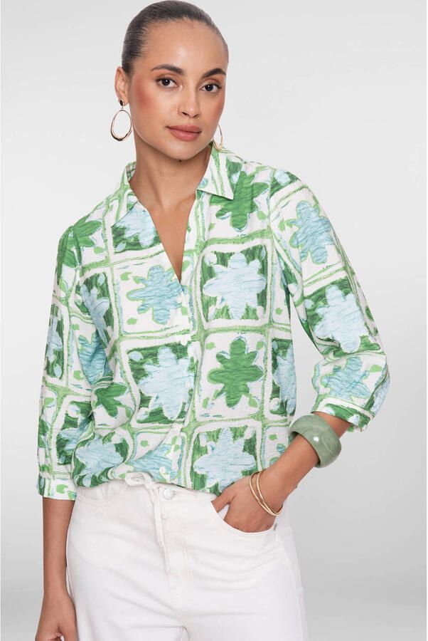 Geisha gebloemde blouse groen - Foto 3