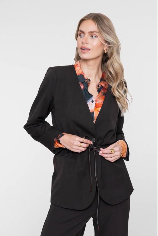 Geisha gebloemde blouse oranje zwart - Foto 3