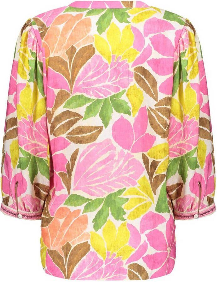 Geisha gebloemde blouse roze - Foto 2