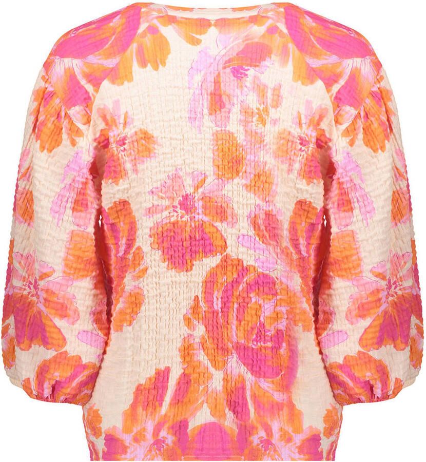 Geisha gebloemde blouse roze - Foto 3