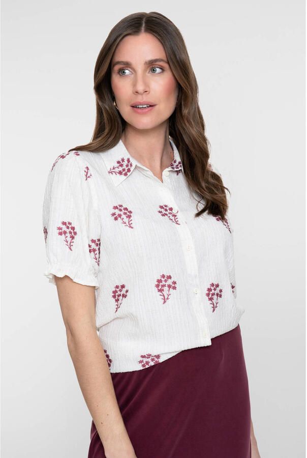 Geisha gebloemde blouse wit