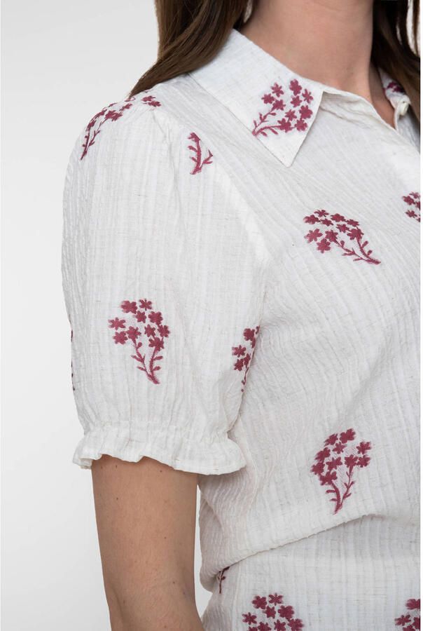 Geisha gebloemde blouse wit - Foto 3