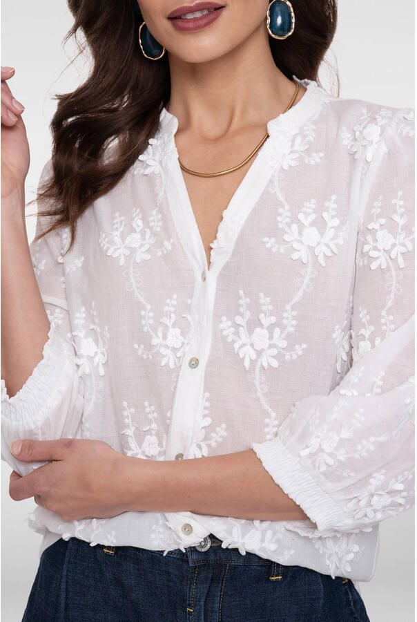 Geisha gebloemde blouse wit - Foto 2