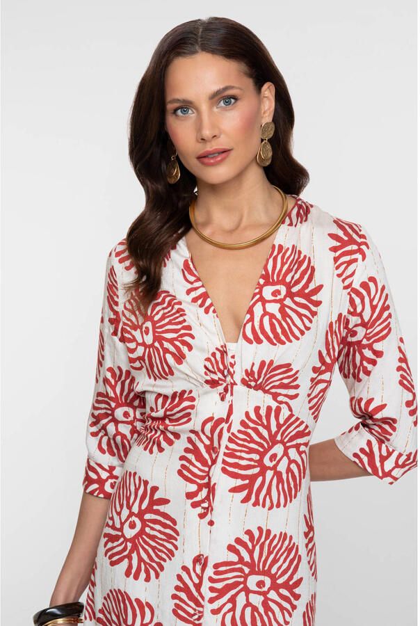 Geisha gebloemde blousejurk rood