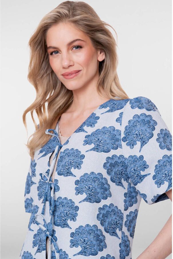 Geisha gebloemde blousetop blauw - Foto 3