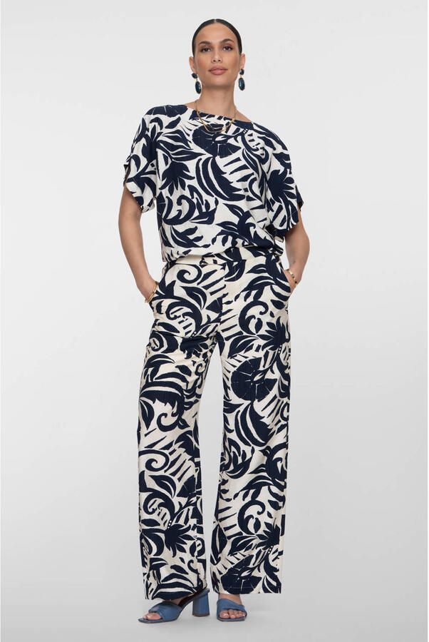 Geisha gebloemde blousetop donkerblauw - Foto 3