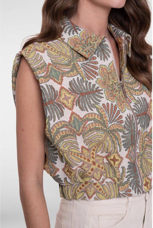 Geisha gebloemde gilet beige - Foto 3