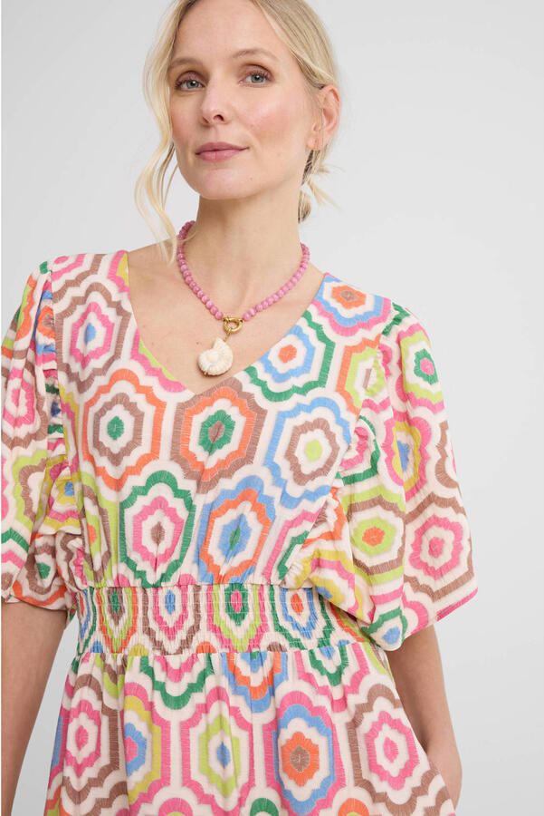 Geisha gebloemde halterjurk met paisley print oranje - Foto 2