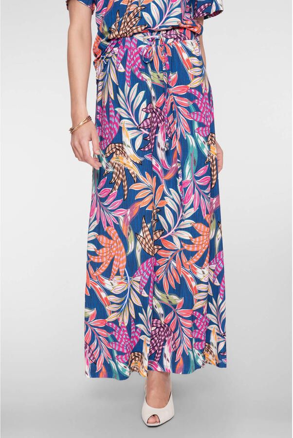 Geisha gebloemde maxi rok blauw