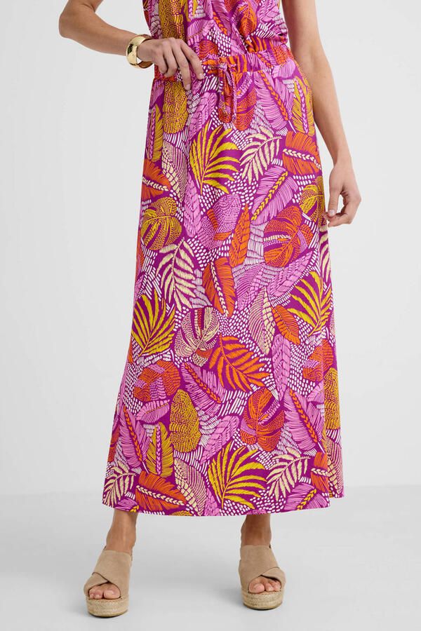 Geisha gebloemde midi rok roze