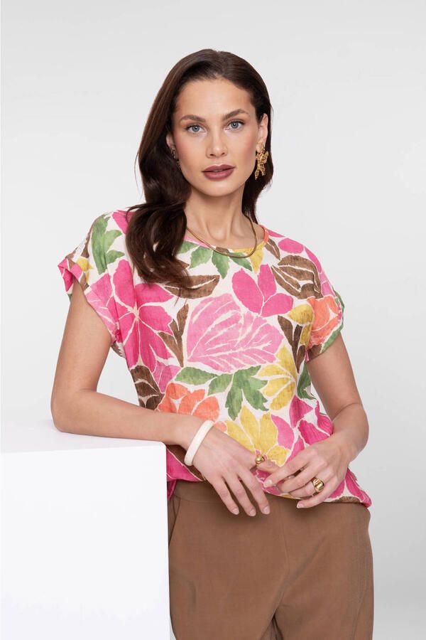 Geisha gebloemde T-shirt multi