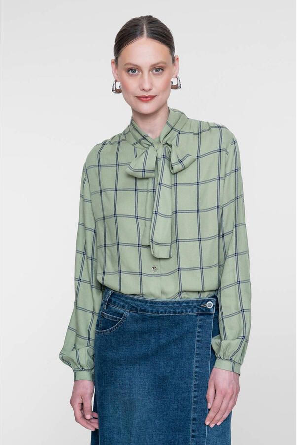 Geisha geruite blouse groen