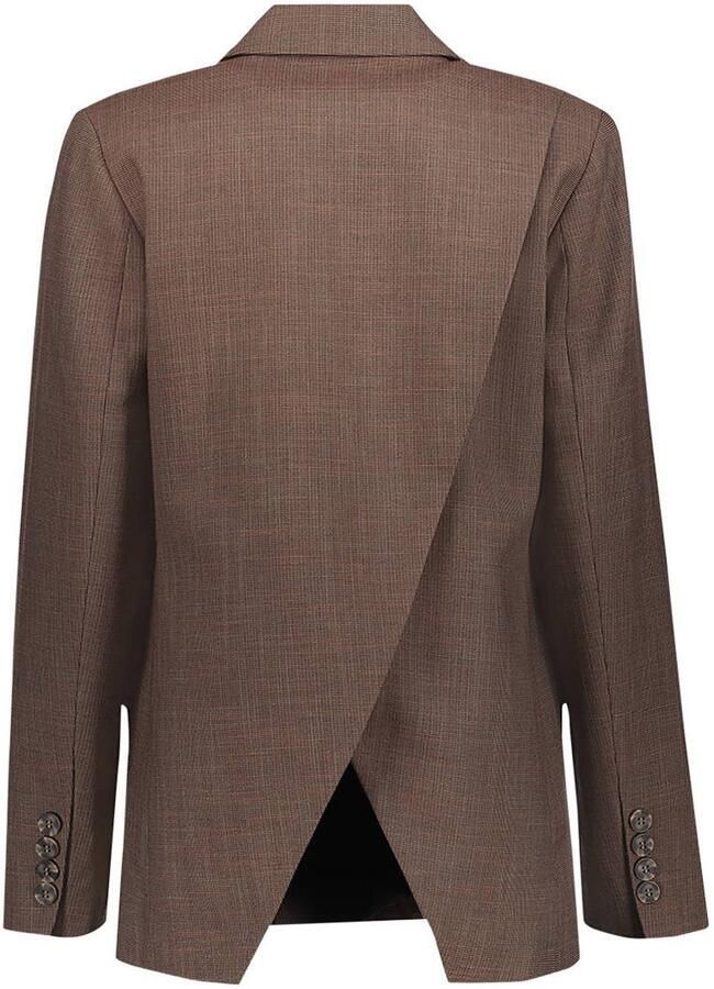 Geisha geruite oversized blazer met split bruin