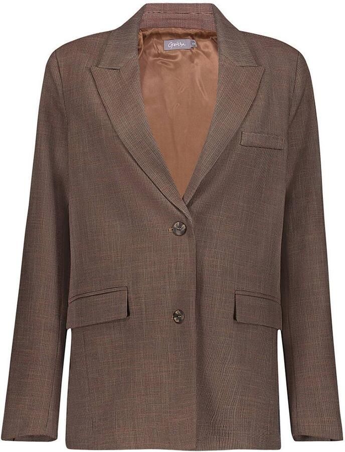 Geisha geruite oversized blazer met split bruin - Foto 2